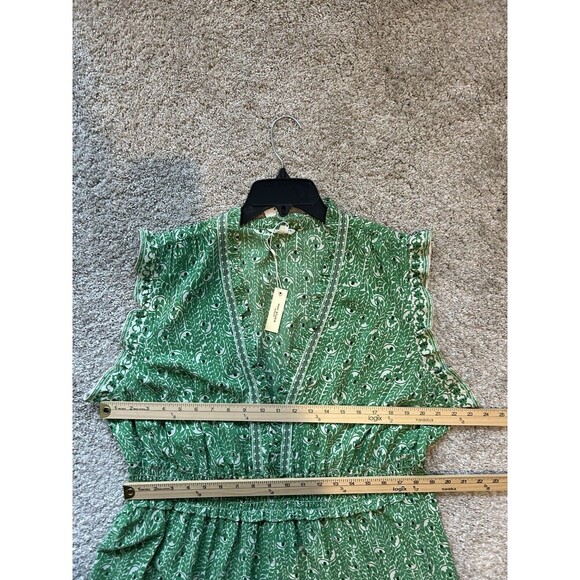 Max Studio Plus Size 3X Smocked Floral Boho Tiered Maxi Dress Green New - Picture 7 of 8